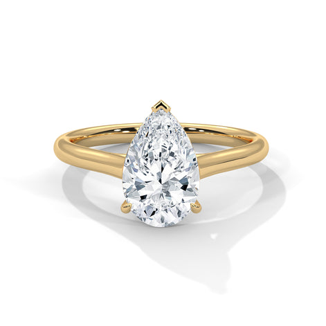 Modern Pear Diamond Solitaire Ring