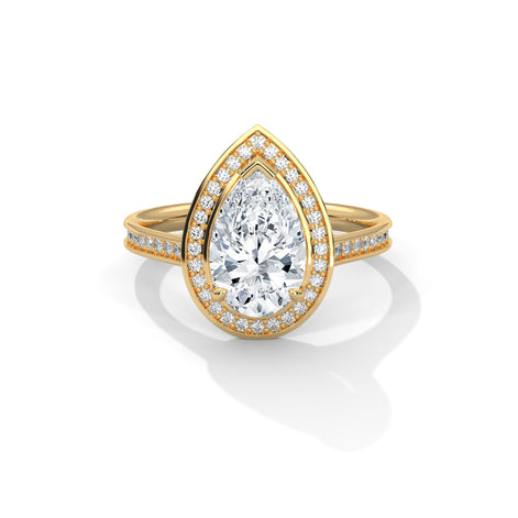 Majestic Pear Halo Diamond Ring